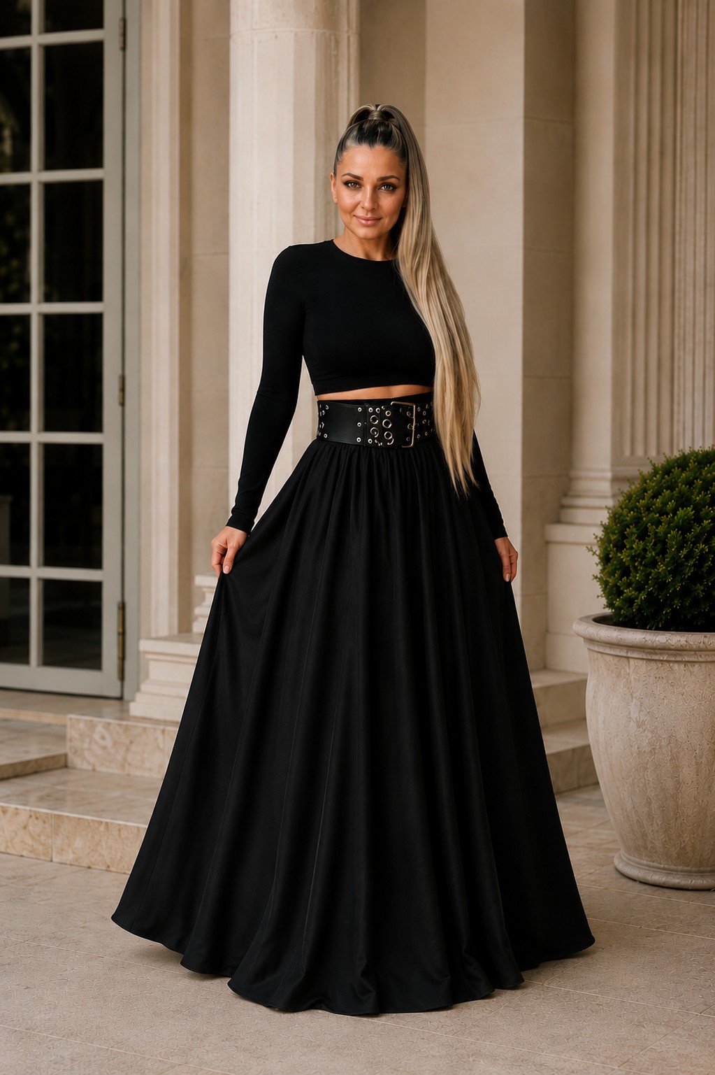 DLOUHÁ SUKNĚ - maxi sukně BOROS-SK-L-BLACK 05